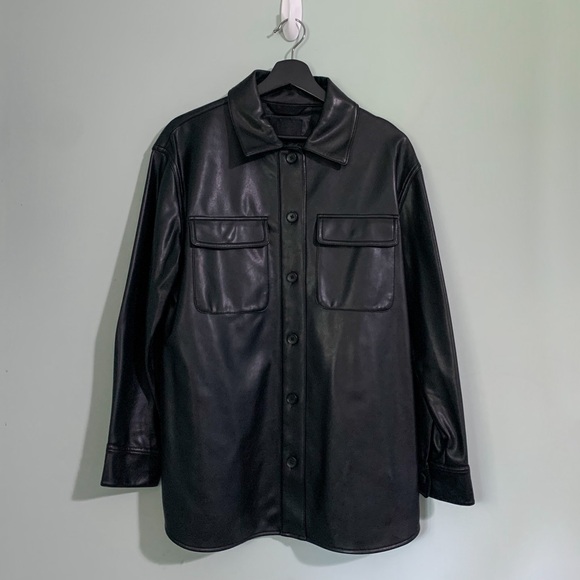 BANANA REPUBLIC faux leather shirt jacket - Picture 2 of 14
